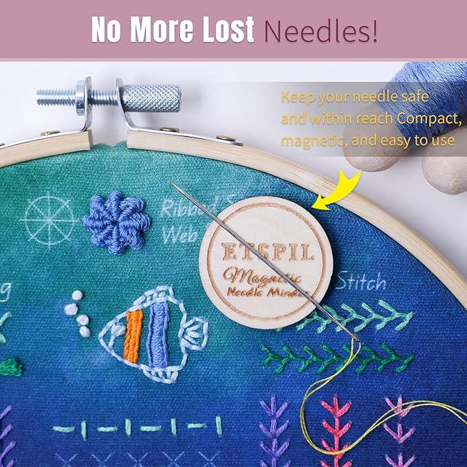 ETSPIL Beginner Embroidery Kit for Teens & Adults - 3-Pack, 19 Stitches, Pre-Stamped Patterns, Needle Minder, 7.8-Inch Hoop, Threads & Needles, Guide & Video - DIY Craft Gift for Women