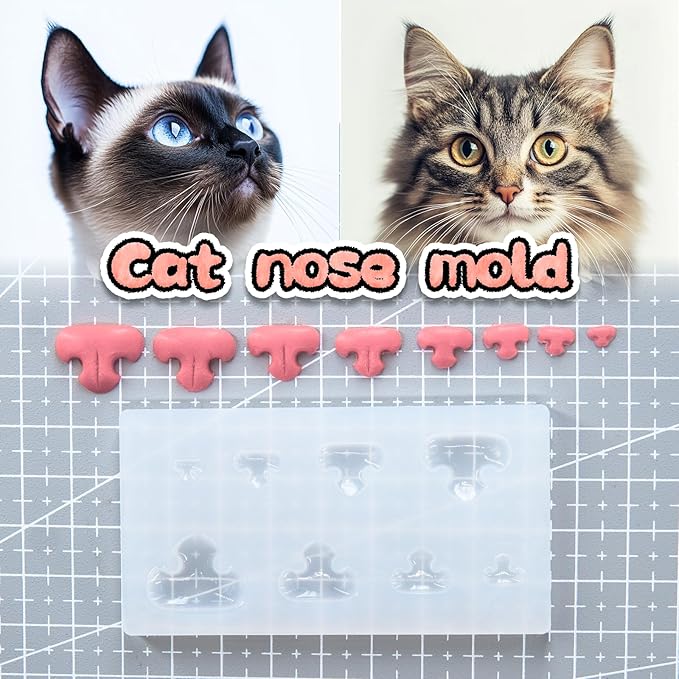 Nuvretk 8 Cute Silicone Molds for Needle Felting - Cat Nose Shapes for Stuffed Animals, DIY Crafts, and Accessories (Triangle)