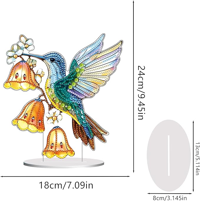 hyzsj DIY Diamond Desktop Ornament Hummingbird Wind Chimes,Crystal Diamond Art Painting Tabletop Ornaments Single Sided,Ornament for Adult Beginner Home Office Decor Crafts Gift
