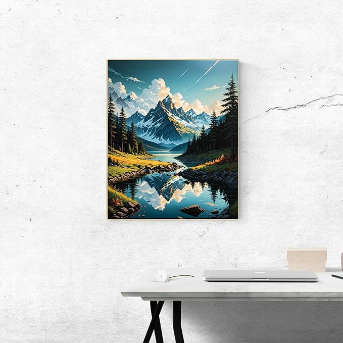 Paint By Numbers Kit For Adults, Mountain Paint By Number Kits For Beginner Landscape Acrylic On Canvas Mountains Diy Oil Painting Kit Adults' Paint-By-Number Kits For Gift Home Wall Decor 16x20 Inch