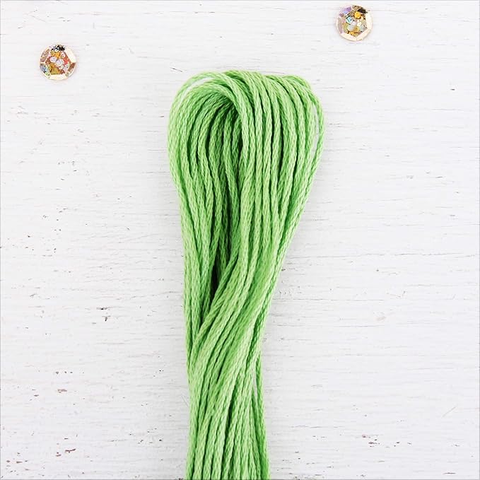 12 Skeins ThreadArt Premium Egyptian Long Fiber Cotton Embroidery Floss | Bright Green | 6 Strand Divisible Thread 8.75yds Each for Hand Embroidery, Friendship Bracelets, Cross Stitch and Crafts