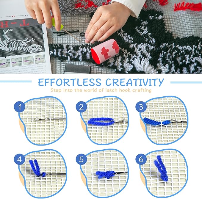 MIAOLLUN Latch Hook Kits for Adults Beginner 3D Dinosaur Pattern Printed Canvas Crochet Needlework Craft Rug Cushion Mat Tapestry 20.5X15 Inch,T.rex