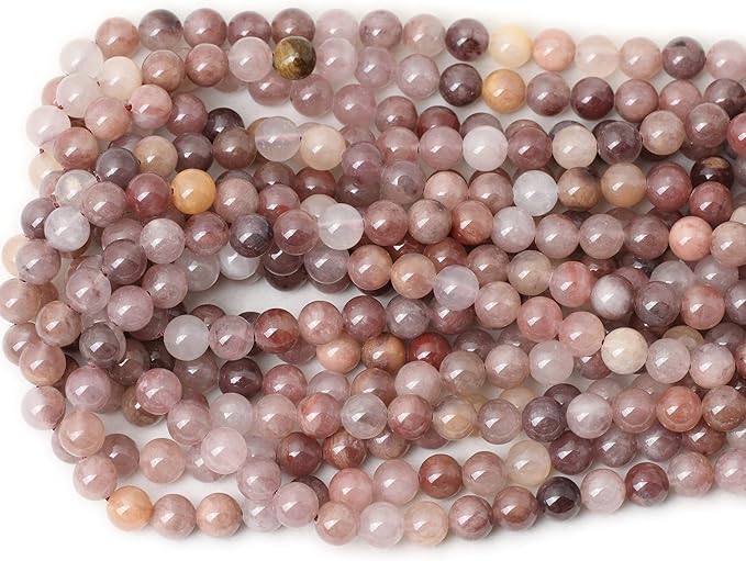 cheavian 45pcs 8mm natural pruple berry quartzite crystal round loose beads for jewelry making 1 strand 15"