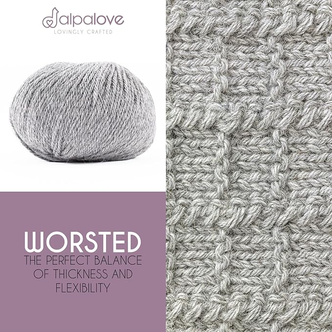 Worsted Set (6 x 1.75 oz) Super Soft Baby Alpaca Knitting Yarn Light Gray 656 Yards