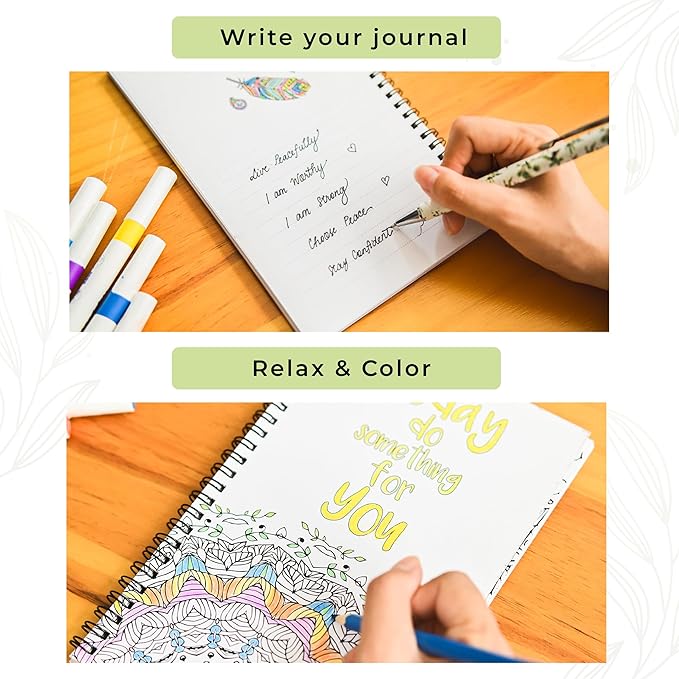 LILADORA Mandalas And Beyond 2-in-1 Adult Coloring Book & Journal for Women | 55 Pages Sacred Geometry | Easter Gifts for Adults | Stress Relief & Mindfulness | Coloring Books for Relaxation