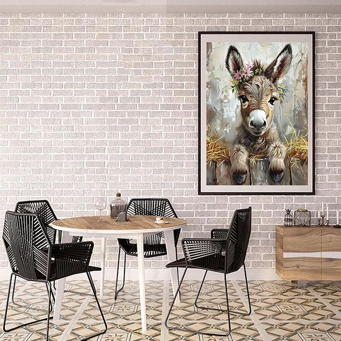 ARPADAMO Diamond Art Kits for Adults,5D Donkey Diamond Painting DIY Animal Diamond Art Diamond Painting Kits for Adult,Round Full Drill Diamonds, Diamond Art Kits for Home Decor-12x16inch