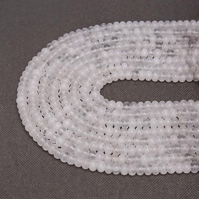 2 Strands (150PCs) Clear Crystal Quartz Rondelle Beads, 5 * 8mm Gemstone Loose Spacer Abacus Disk Beads for DIY Bracelet Necklace Earrings Jewelry Making, Craft Supplies Beading Kit