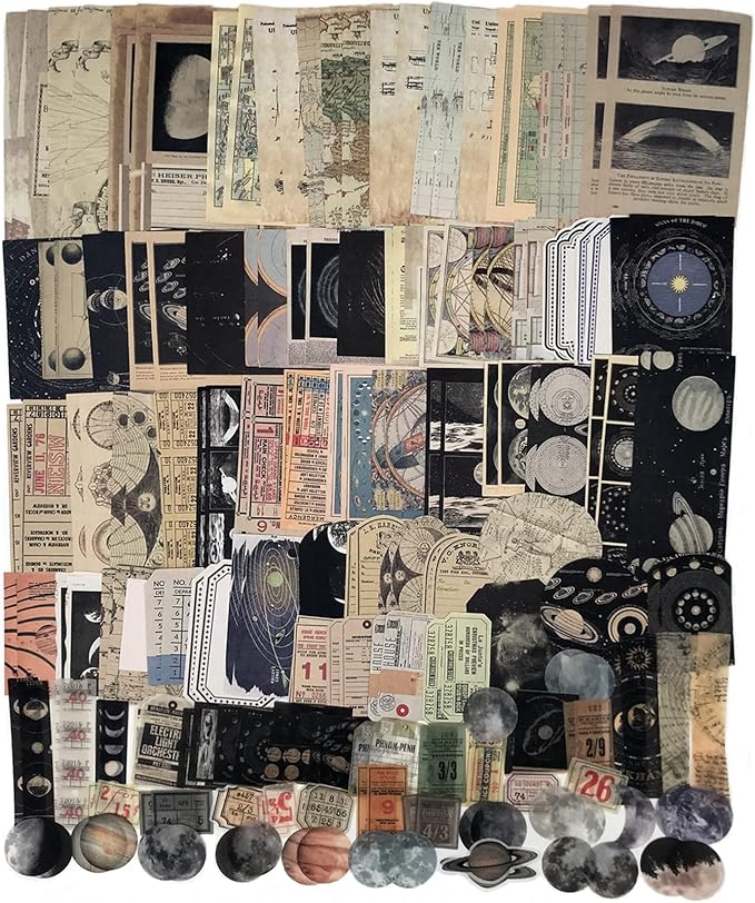 Esweny 200PCS Vintage Scrapbooking Supplies Kit for Journaling, Scrapbook Sticker Paper Pack for Junk Journal Planners Aesthetic Cottagecore Room Decor Wall Art Collage Album