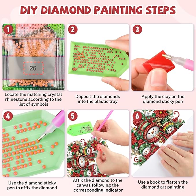 Bowetile Christmas Diamond Art Hanging Kits for Adults, Diamond Art Suncatchers Snowman, 5D Special Shape Diamond Painting Pendant Window Ornament Christmas Gifts for Home Door Wall Decor
