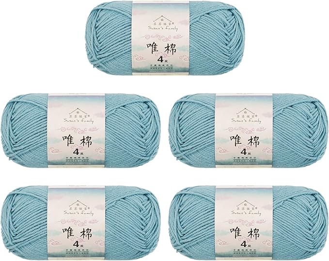 Susan's Family 4 ply 60% Cotton 40% Acrylic Yarn - Soft & Durable - 5 x 50g (1.76oz) - 655 Yards for Knitting & Crocheting - Baby Blankets, Amigurumi, Sweaters & More
