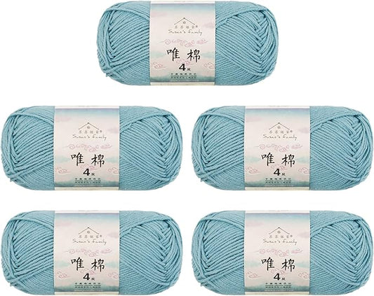 Susan's Family 4 ply 60% Cotton 40% Acrylic Yarn - Soft & Durable - 5 x 50g (1.76oz) - 655 Yards for Knitting & Crocheting - Baby Blankets, Amigurumi, Sweaters & More