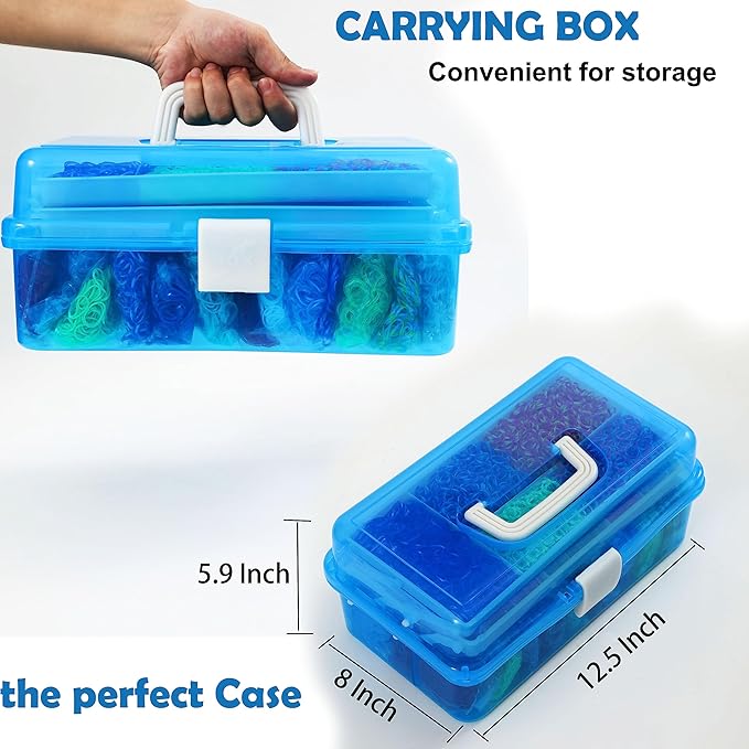 15000+ Loom Rubber Bands Bracelet Kit, Rubber Bands for Bracelet Making Kit,Loom Bracelet Making Kit with 3 Layer Container,30 Colors,380 Beads, Charms Hooks Tools