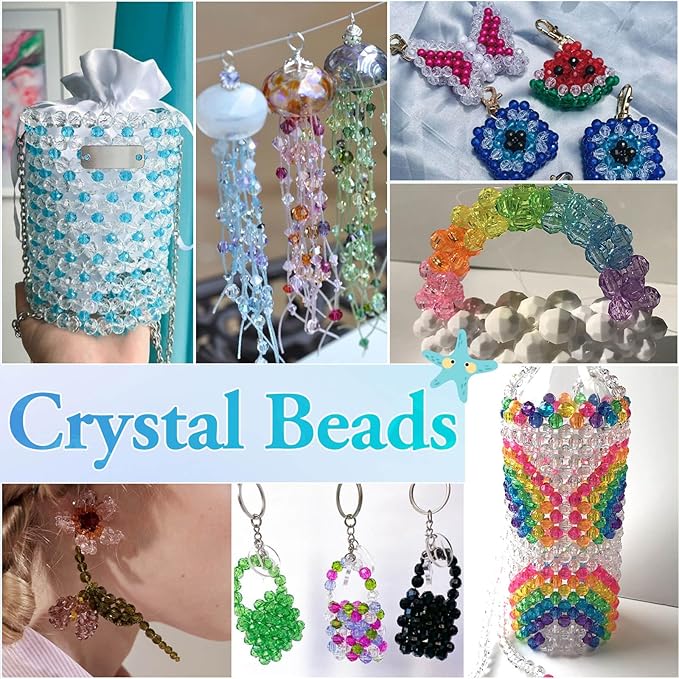 Paxcoo 700 Pcs Crystal Acrylic Beads Faceted Bicone Gem Beads for Jewelry Making (8 MM)