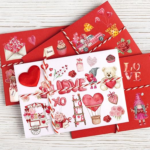 JarThenaAMCS 39.2Ft Valentine's Day PET Washi Tape 4 Rolls Pink Red Love Heart Gnome Transparent Adhesive Masking Tape for Cut & Use as Wedding Stickers Scrapbook Journal DIY Crafts Wrapping