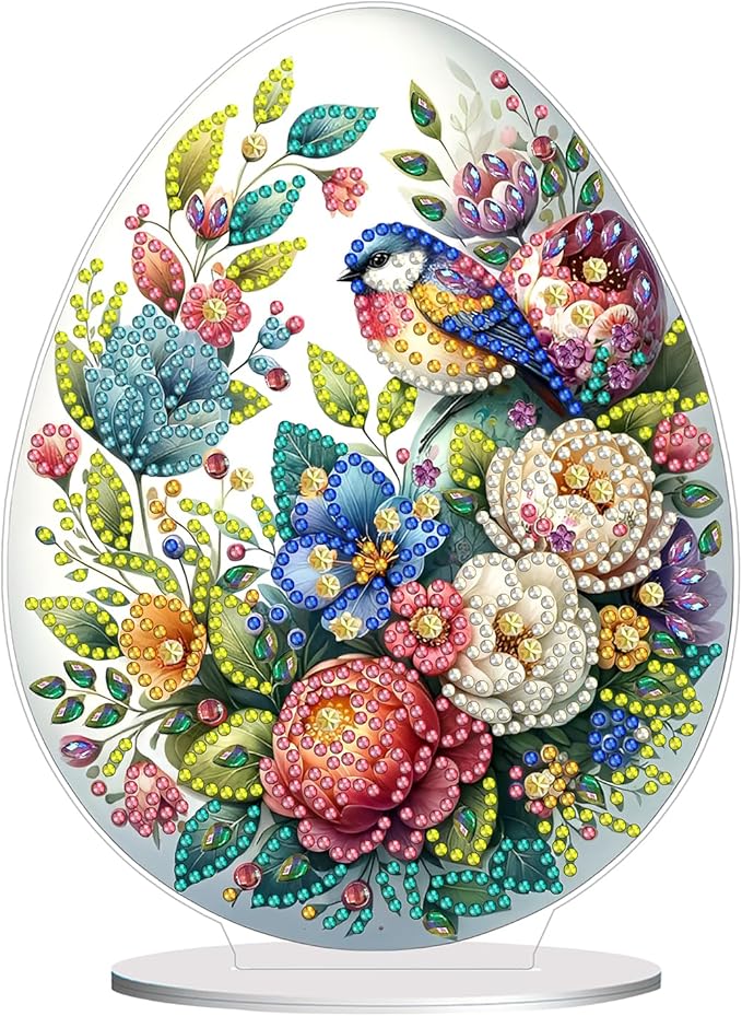 DIY Dot Diamond Desktop Easter Creative Ornaments Diamond Art Painting by Number Embroidery Arts and Crafts Easter for Home Office Garden Decoration (Single Side Dot Diamond)-#05-2PCS
