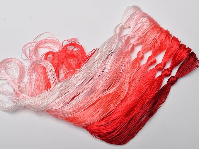 100% Nature Mulberry Handmade Embroidery Silk Thread Woven Jewelry Accessory Artificial Flowers Cross Stitch Floss DIY Sewing Kits 8 Gradient Colors 22m Each (11)