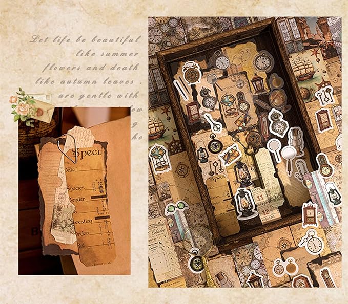 100PCS Vintage Journaling Scrapbooking Supplies Ephemera Pack for Journals Planners Decoupage Paper Scrapbook Stickers Aesthetic Cottagecore Collage Craft Album (Adventure Tours)