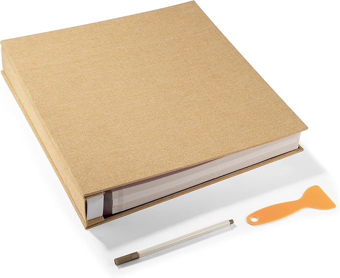 Large Photo Album Self Adhesive 4x6 5x7 3x5 8.5x11 Scrapbook Magnetic Album DIY Scrap Book Length 13 x Width 12.8 (Inches) 120 Sticky Pages Linen Cover DIY Photo Album (Yellow)