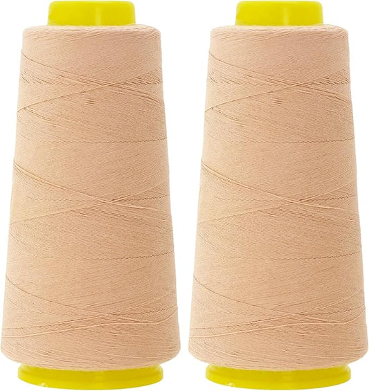 Mandala Crafts Tan Thread Cones for Machine and Hand Quilting - 2400 Yds 50 WT Multiple Purpose Mercerized 100% Cotton Threads for Sewing Machine Serger Embroidery