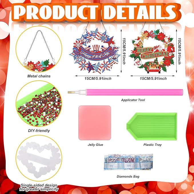 Cinnvoice 12 Pcs Seasonal Diamond Art Wreath Kits Holiday 5d DIY Diamond Art Hanging Signs Winter Spring Ornaments for Wall Door Decoration(Wreath)