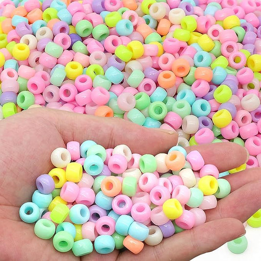 gmma 1000 pcs macaroon pony beads for jewelry making - colourful, 6x9mm - valentine's day beads for diy bracelet, necklace & party decoration supplies