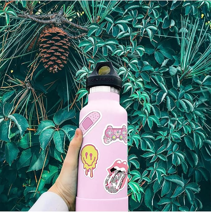 102 pcs preppy stickers vinyl aesthetic waterproof stickers adorable decor supplies pink party suitable for mobile phone computer skateboard water bottle suitcase car etc