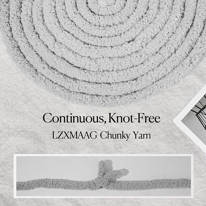 Chunky Yarn for Hand Knitting and Blankets – Super Soft Jumbo Chenille Yarn Pack for Crocheting, Bulky DIY Projects, 8 Skeins(Smoke Grey)