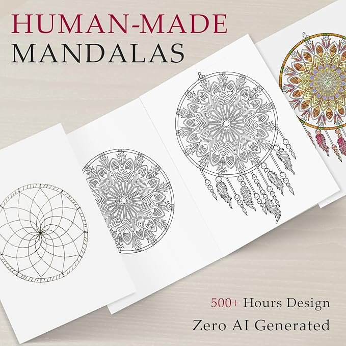 Mandala Coloring Book for Adults: 50 Relaxing Patterns with Spiral Bound Hardcover & 36 Dual-Tip Markers - Mindfulness Arts and Crafts Gift for Women