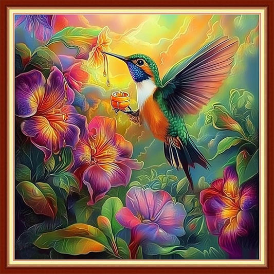 Redxing Stamped Cross Stitch Kits Embroidery kit for Beginners Adults Full Range of Embroidery Patterns Starter Kits DIY Printed Cross Stitch Kits Needlepoint Kits 11CT-Hummingbirds 18x18 inchs