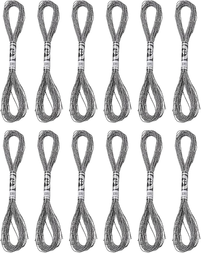 PATIKIL 12 Skeins Embroidery Floss, Metallic Embroidery Thread Nylon Threads Bracelets String for Cross-Stitch Hand Embroidery, Gray