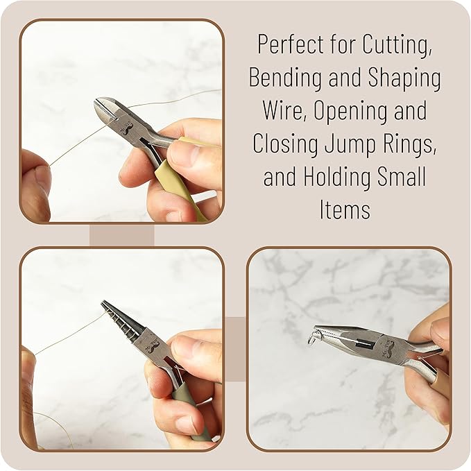 Mr. Pen- Jewelry Making Kit, 3 Pack Vintage Color Pliers, Wire Cutters, Chain Nose and Craft Pliers for Earrings and Jewelry
