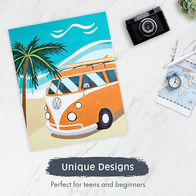 Pink Picasso Kits Colorful Destinations Paint by Number for Adults and Teens | DIY Unique Canvas Painting Kits Color by Numbers Arts & Crafts Kit | West Coast Best Coast 8x10 - Paint Kit Set