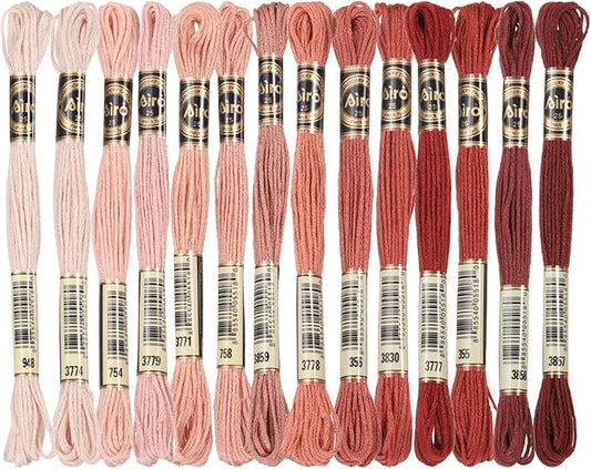 PATIKIL 14 Skeins Embroidery Floss, Polyester Embroidery Threads Bracelets String for Cross-Stitch Hand Embroidery, Multicolored Red