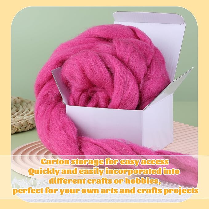 3.53oz Wool Roving, Wool Felting Supplies, Pure Wool, Chunky Yarn, Spinning Wool Roving for Needle Felting Wet Felt DIY Hand Spinning (Grape Purple)