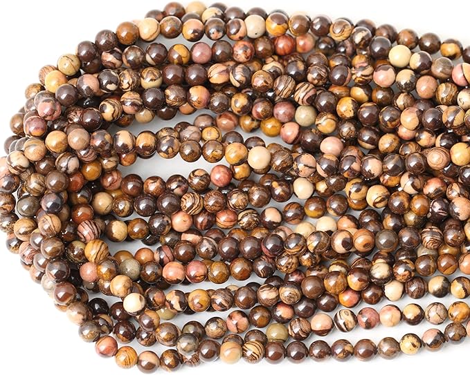 cheavian 60pcs 6mm natural africa picture jasper gemstone round loose beads for diy bracelet necklace earrings jewelry making 1 string 15 inches