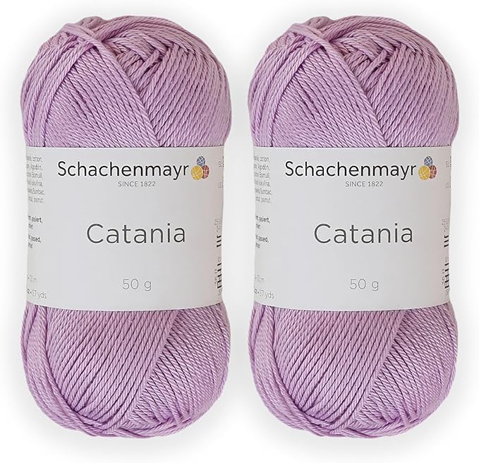 2 Skein/Pack Schachenmayr (SMC) Catania Originals Yarn, Each Ball 1.76 Oz (50gr) / 136 Yards (125 m), 100% Mercerized Cotton for Knitting and Crochet Yarn, Sport Weight, 226 - Lilac