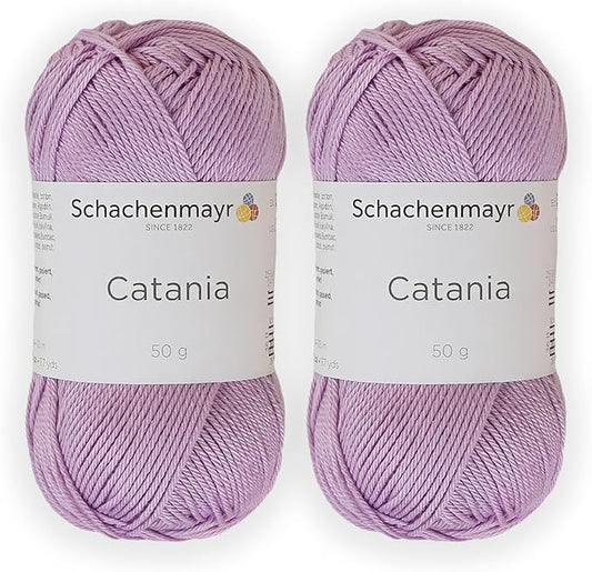 2 Skein/Pack Schachenmayr (SMC) Catania Originals Yarn, Each Ball 1.76 Oz (50gr) / 136 Yards (125 m), 100% Mercerized Cotton for Knitting and Crochet Yarn, Sport Weight, 226 - Lilac