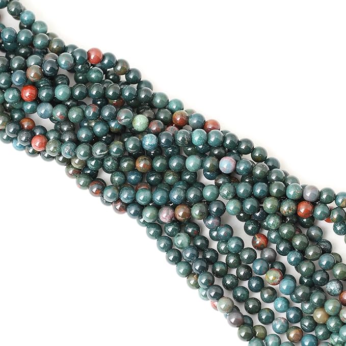 cheavian 60pcs 6mm natural indian bloodstone round loose beads for jewelry making diy bracelet necklace materials 1 strand 15"