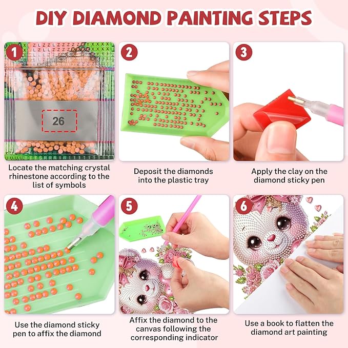 Bowetile Valentine's Day Diamond Art Hanging Kits for Adults, Diamond Art Suncatchers Bear, 5D Special Shape Diamond Painting Flowers Pendant Window Ornament Gifts for Home Door Wall Decor
