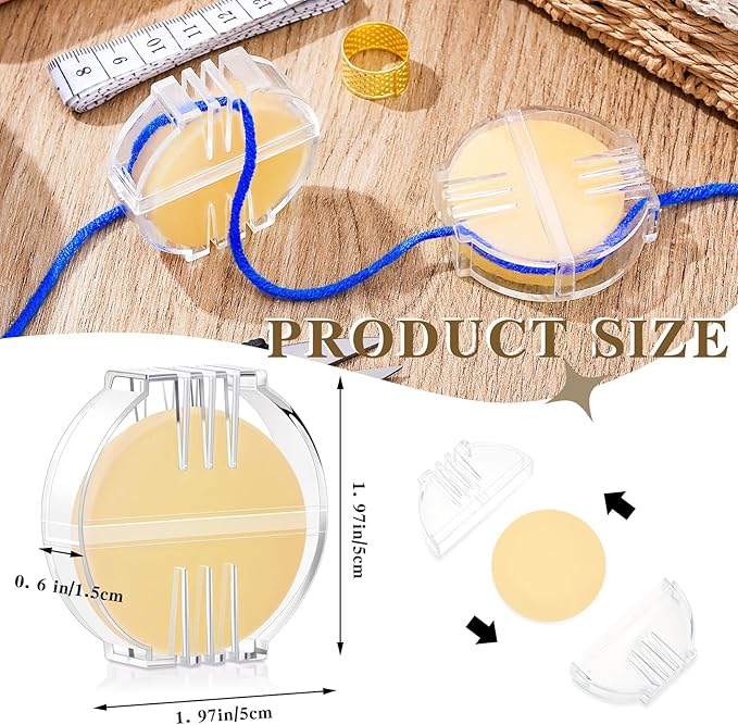 Maitys 2 Pcs Thread Wax Thread Conditioner Beeswax for Hand Sewing Embroidery Beeswax Floss Conditioner for Quilting Sewing Strengthening Line Embroidery Wax (Yellow,Clear Case)