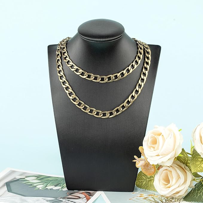YOUBEIYEE 16.4 Feet Jewelry Making Chain Roll, Bronze Plated Aluminum Curb Cuban Chain Necklace for Women and Men Jewelry Chains Bulk