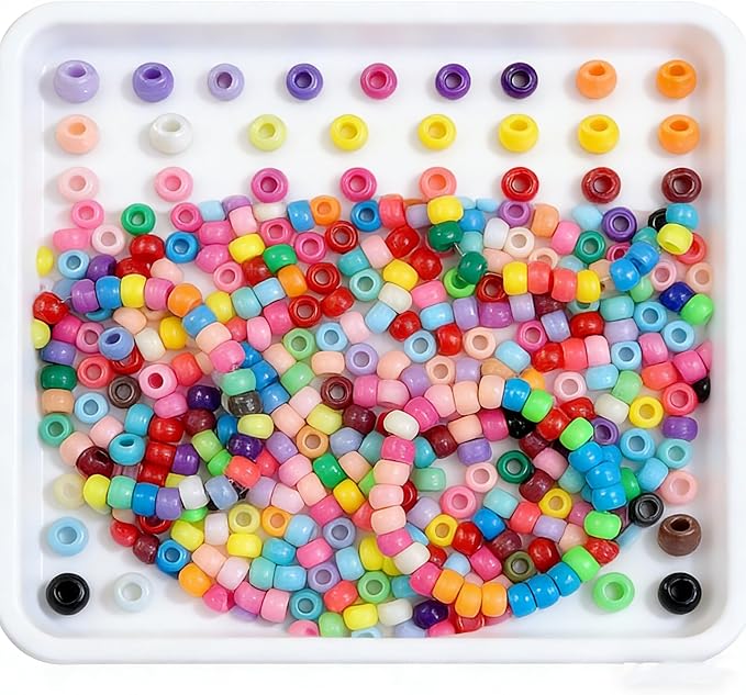 1000pcs Pony Beads, 15 Color Kandi Beads for Bracelets Making Kit, Hair Braids Crafts Jewelry Making Crafts Friendship Necklace Earrings DIY(Solid Color Mixing)