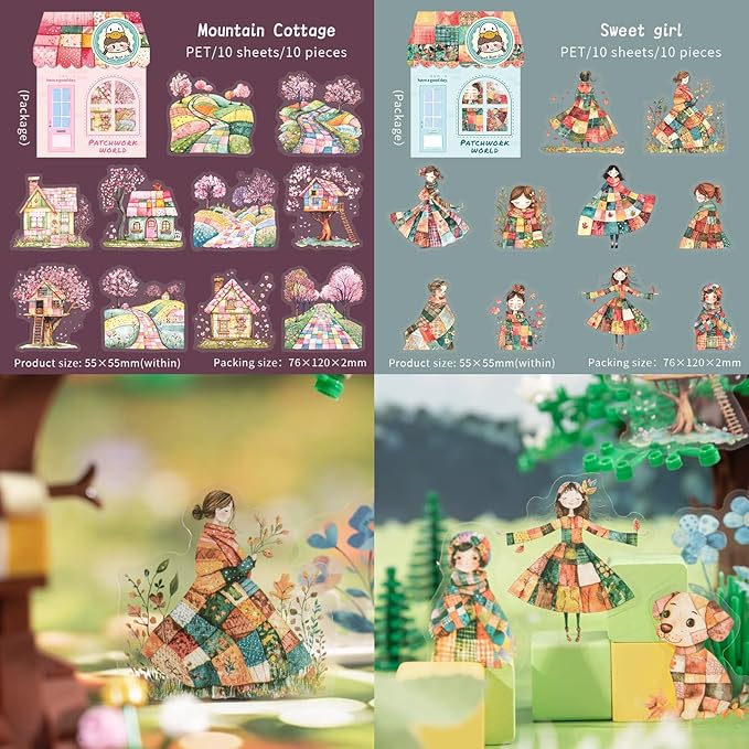 60 Pieces Vintage Aesthetic Scrapbooking Stickers with Pastoral Style Scenes for Junk Journals, Card Making, Planners, Phone Cases, Office DIY Crafts (6 Pack)