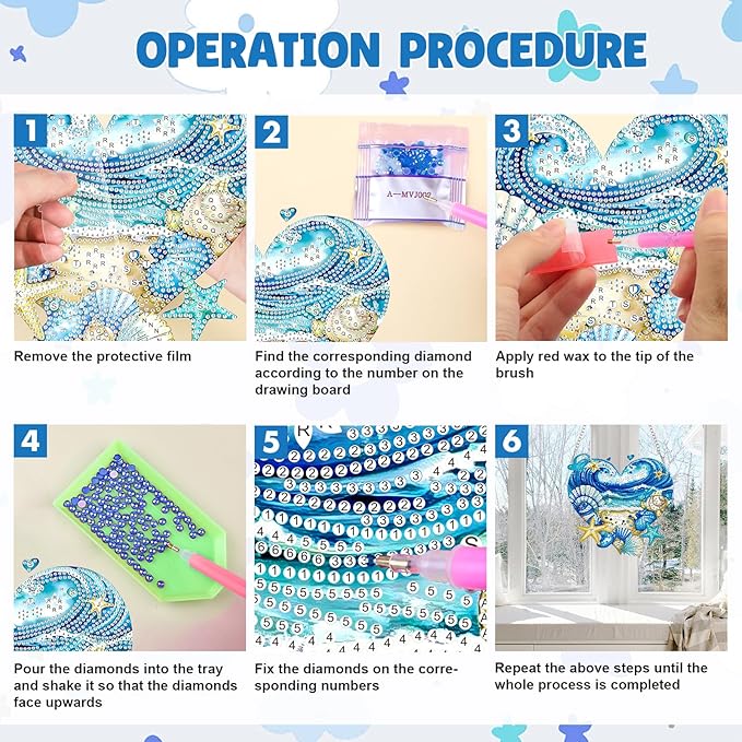 MAXBYE Diamond Art Painting Kits Hanging Beach Pendant, DIY 5D Special Shaped Summer Gem Art Craft Diamond Dots for Adults and Home Window Door Decor