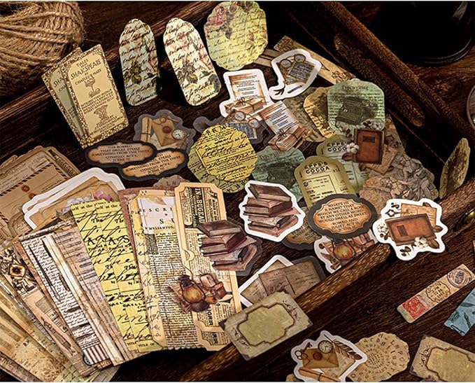 100PCS Vintage Journaling Scrapbooking Supplies Ephemera Pack for Junk Journal Planners Decoupage Paper Scrapbook Stickers Aesthetic Cottagecore Collage Craft Album (Notes)