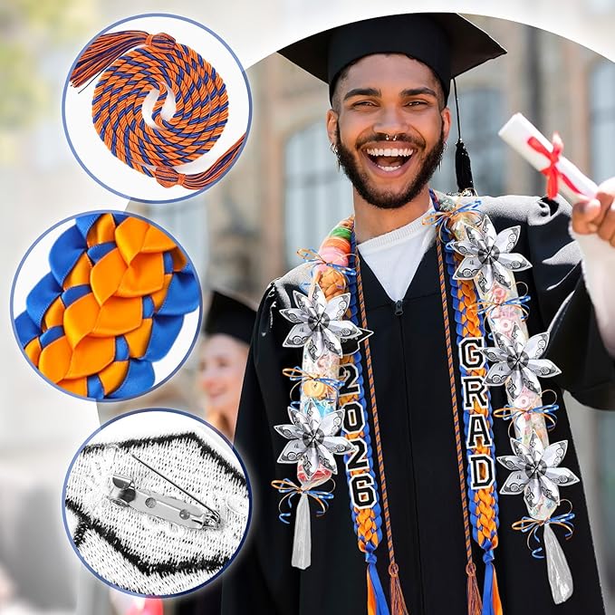 YLOLUL 16 Pcs Graduation Leis 2026 Graduation Candy Lei Kit with Honor Cord Class of 2026 Graduation Ribbon Money Lays Necklace Graduation Gift Party Accessories for Women Men