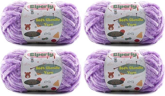4 * 100g Velvet Chenille Chunky Yarn for Crocheting - 49.2yds per Skein Plush Fluffy Yarn - Easy to Use for Baby Blankets, Knitting Creations & DIY Crafts (4, Mauve)