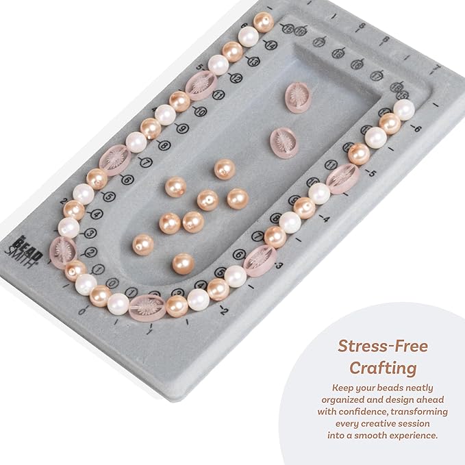 The Beadsmith Mini Bead Board, Grey Flocked, 16” U-Shaped Channel, 4 x 6.75 inches, Design Boards for Creating Bracelets, Necklaces and Other Jewelry