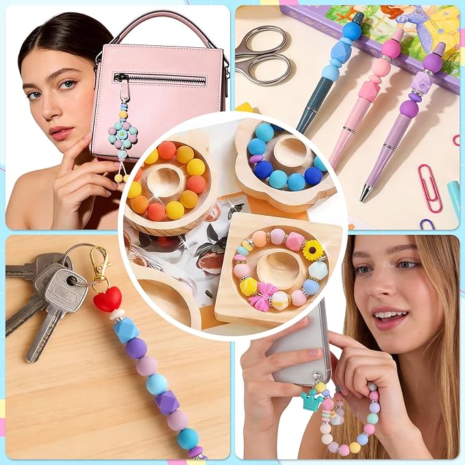236Pcs Silicone Beads for Keychain Making Kit, Multi-Colored Silicone Beads Bulk, 13mm 15mm Round Rubber Bead Bracelet Kit for Pens, Necklace, Jewelry Making DIY Crafts Gifts
