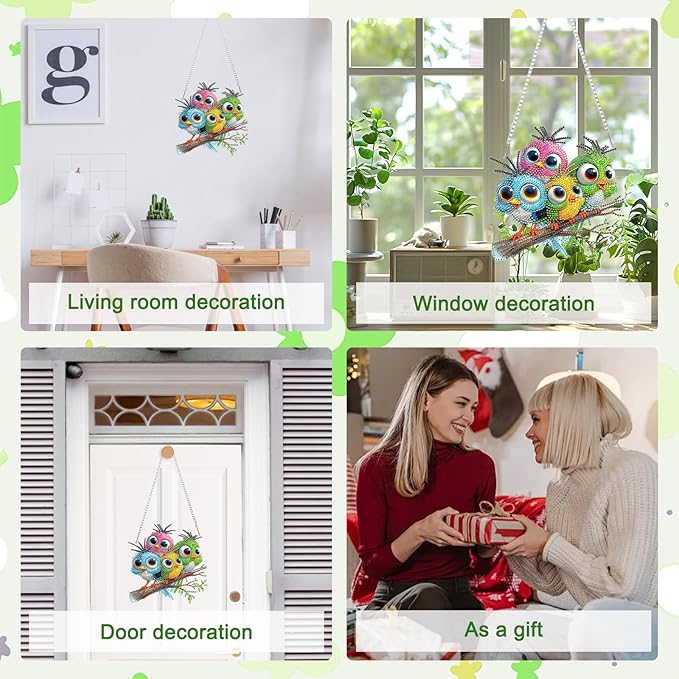 MAXBYE Diamond Art Painting Kits Hanging Bird Pendant, DIY 5D Special Shaped Animal Gem Art Craft Diamond Dots for Adults and Home Window Door Decor